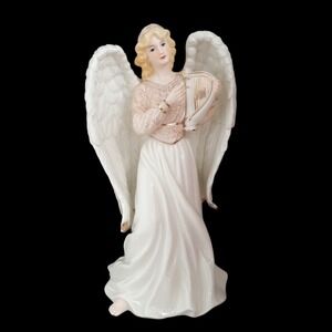 Trimmings Dillards musical Angel harp  Jade Porcelain with 24KT with box